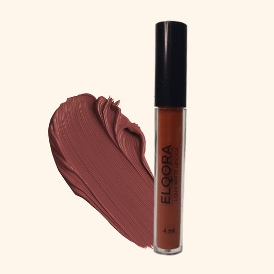 Elqora Cosmetics | Matte Liquid Lipstick I Long Lasting I Transferproof & Smudgeproof I Lasts upto 16hrs I I 4 ml, Amber brown