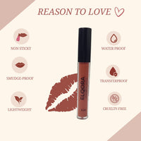 Elqora Cosmetics | Matte Liquid Lipstick I Long Lasting I Transferproof & Smudgeproof I Lasts upto 16hrs I I 4 ml, Vintage Petal